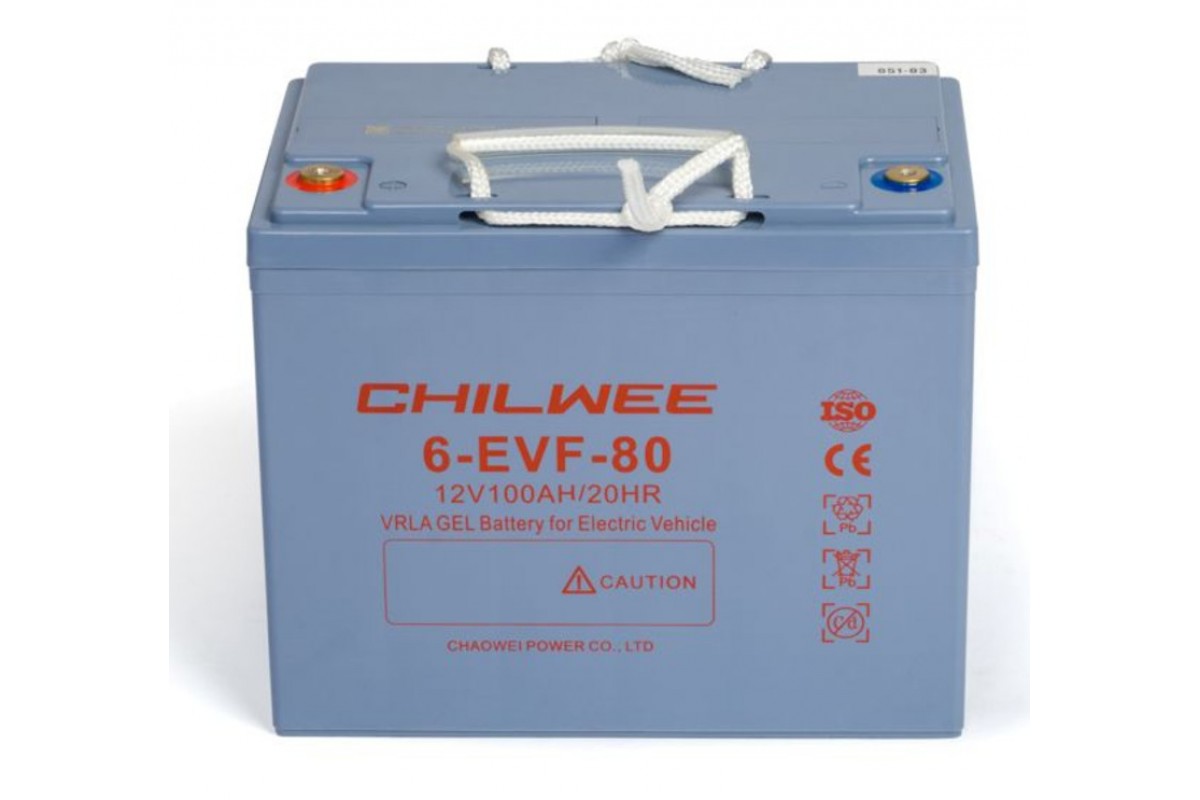 Гелевые аккумуляторы купить 100. Аккумулятор Chilwee 6-EVF-80. Аккумуляторная батарея Chilwee 6-EVF-80 (12v-90ah/c5). Аккумулятор гелевый 6-EVF-80. Аккумулятор тяговый 12в 80ач Chilwee.
